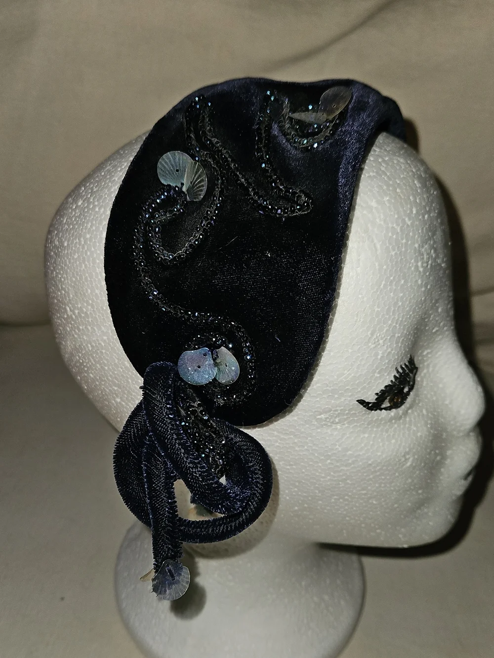1950s Vintage Navy Blue Head Piece